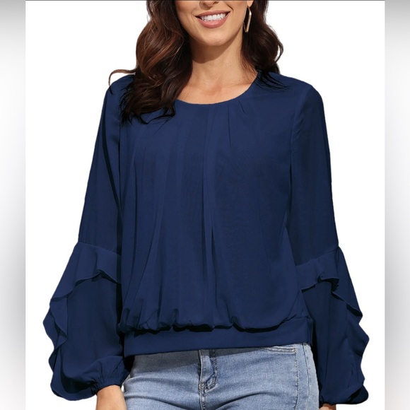 NWT Womens Casual Long Sleeve Shirt Black - Picture 3 of 5